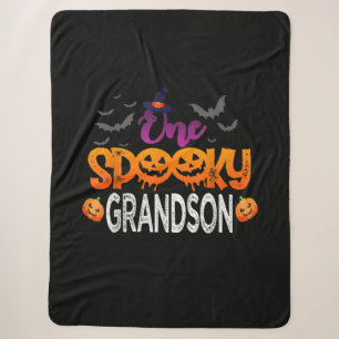 One Spooky Grandson Family Matching Halloween Sherpa Blanket