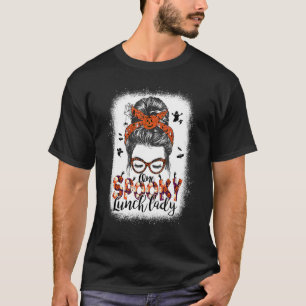 One Spooky Lunch Lady messy bun Halloween Lunch La T-Shirt