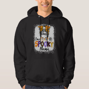 One spooky mama messy bun skull Halloween mum life Hoodie