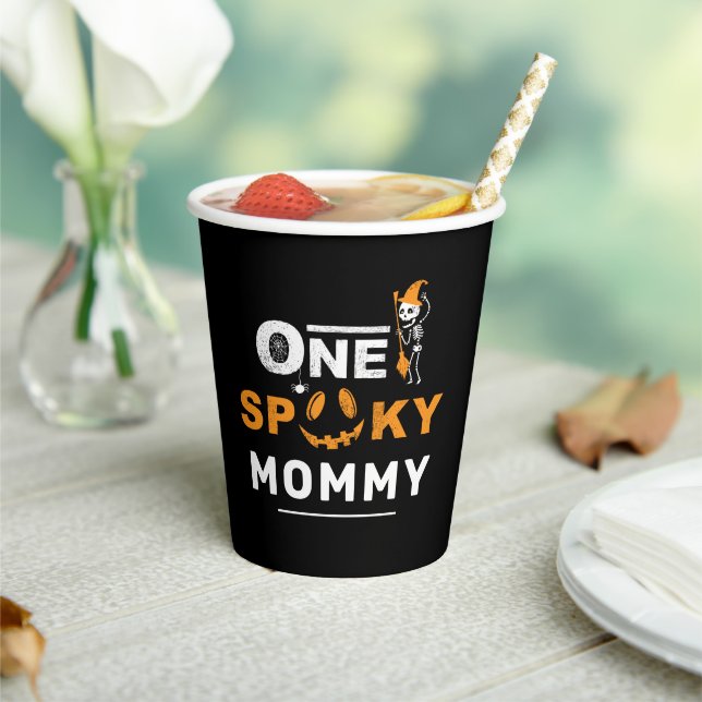 One Spooky Mum Halloween Matching Family Custom Paper Cups (Insitu)
