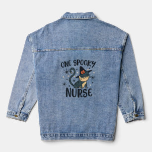 One Spooky Nurse Cat - Tail-ored for Halloween Denim Jacket