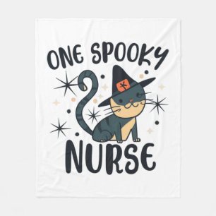 One Spooky Nurse Cat - Tail-ored for Halloween Fleece Blanket