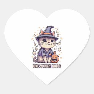 One Spooky Nurse Dog for Spooky Season Lovers Heart Sticker