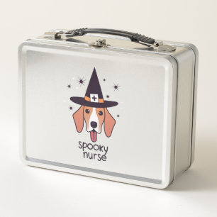 One Spooky Nurse Dog Halloween Enchantment Metal Lunch Box