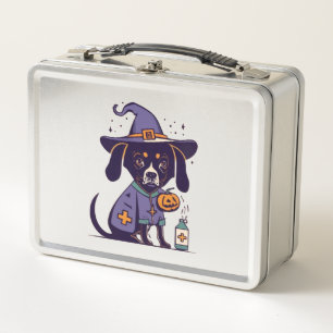 One Spooky Nurse Dog Ready for October Metal Lunch Box