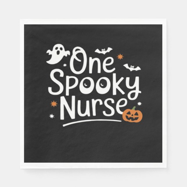 One Spooky Nurse Funny Ghost Nurse Halloween Essen Napkin (Front)