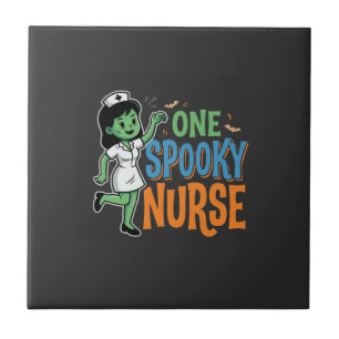 One Spooky Nurse Halloween Design Ceramic Tile