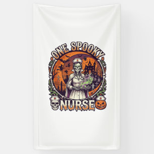 One Spooky Nurse Halloween Skeleton Potions Haunte Banner