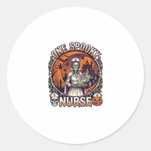 One Spooky Nurse Halloween Skeleton Potions Haunte Classic Round Sticker