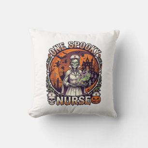 One Spooky Nurse Halloween Skeleton Potions Haunte Cushion