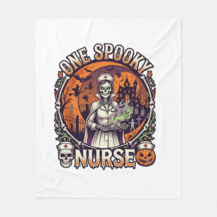 One Spooky Nurse Halloween Skeleton Potions Haunte Fleece Blanket
