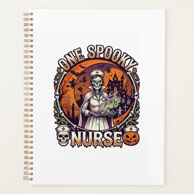 One Spooky Nurse Halloween Skeleton Potions Haunte Planner (Front)