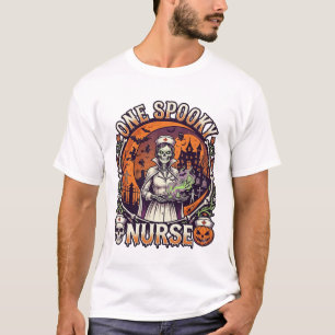 One Spooky Nurse Halloween Skeleton Potions Haunte T-Shirt