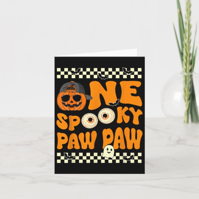 One Spooky Paw Paw First Birthday Halloween Jack O Card (Front)