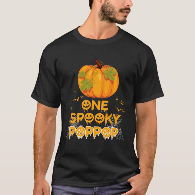 One Spooky Poppop  Dad Family Halloween Matching T-Shirt (Front)