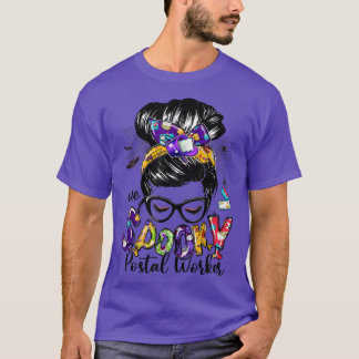 One Spooky Postal Worker Messy Bun Happy Halloween T-Shirt