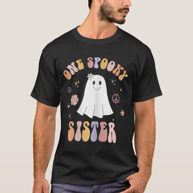 One Spooky Sister First Birthday Retro Halloween G T-Shirt (Front)