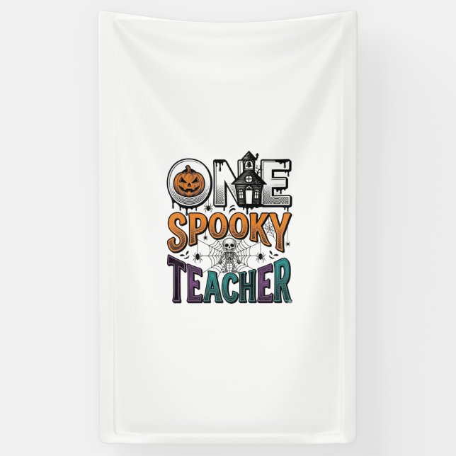 One Spooky Teacher Halloween Vector Design_1 Banner (Vertical)