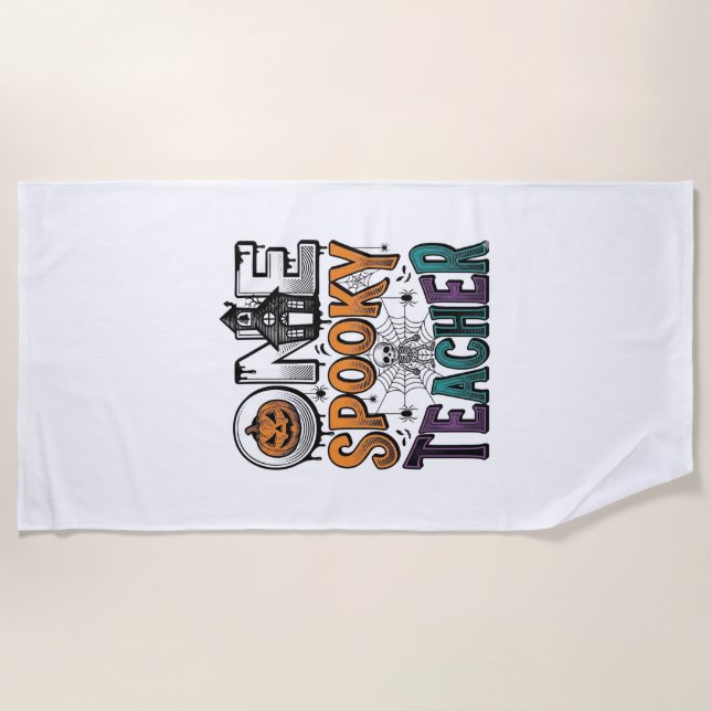 One Spooky Teacher Halloween Vector Design_1 Beach Towel (Front)