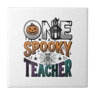 One Spooky Teacher Halloween Vector Design_1 Ceramic Tile