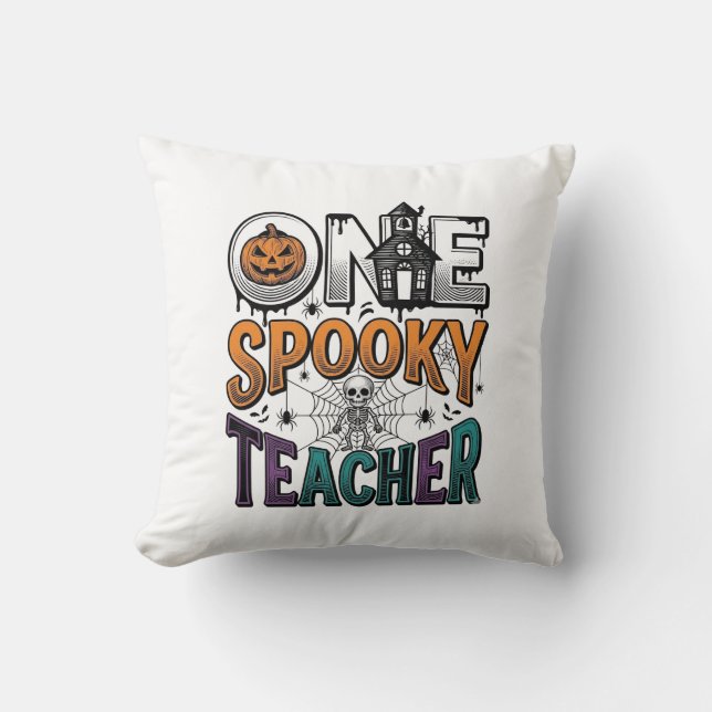 One Spooky Teacher Halloween Vector Design_1 Cushion (Front)