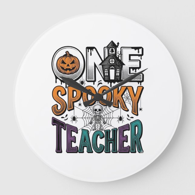 One Spooky Teacher Halloween Vector Design_1 Large Clock (Front)