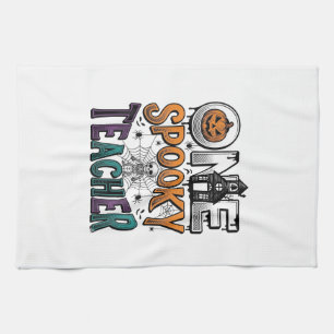 One Spooky Teacher Halloween Vector Design_1 Tea Towel
