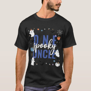 One Spooky Uncle Blue Bold Script Halloween T-Shirt