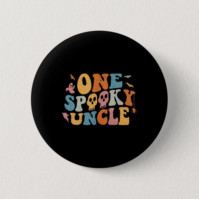 One Spooky Uncle Groovy Halloween Costume  6 Cm Round Badge (Front)