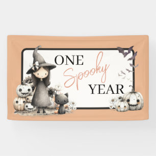 One Spooky Year Witch Halloween Birthday Banner