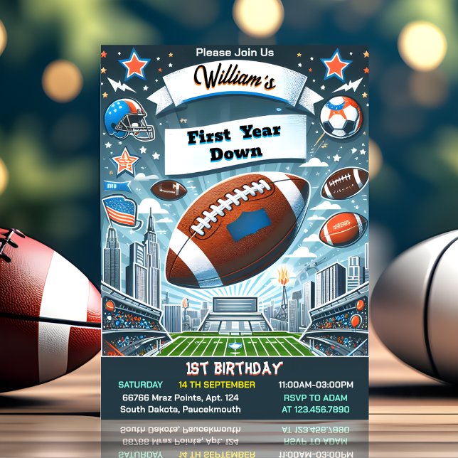 One Sports kids boys ticket Football 1st Birthday Invitation (Creator Uploaded)
