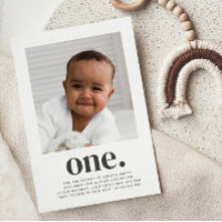 One Square Photo First Birthday Invitation