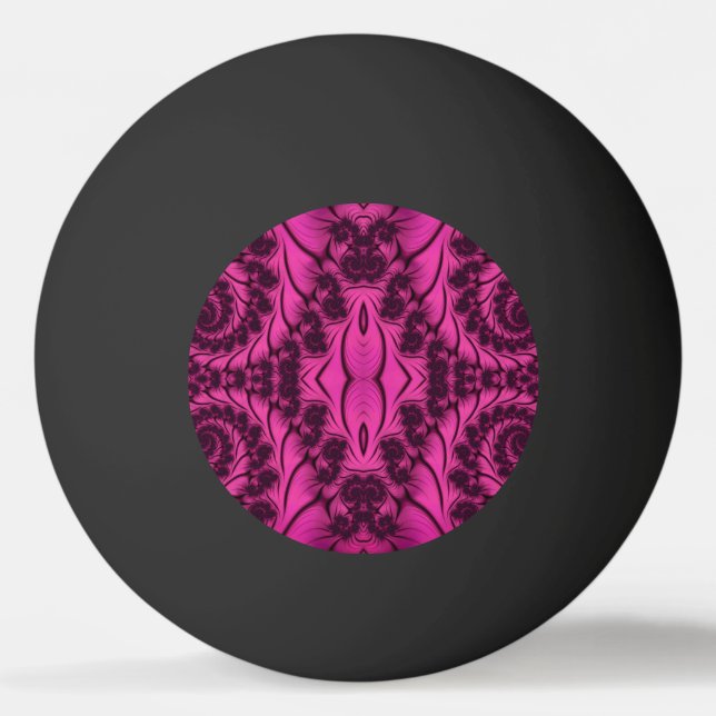 One Star Ping Pong Ball, Pink Black Ping Pong Ball (Front)