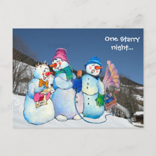 One starry night ... Snowmen on the mountain Postcard