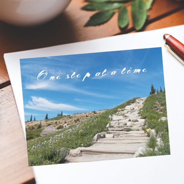 One Step at a Time Inspirational Quote Postcard (Creator Uploaded)