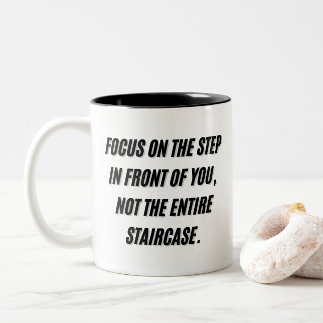 One Step at a Time Two-Tone Coffee Mug (With Donut)