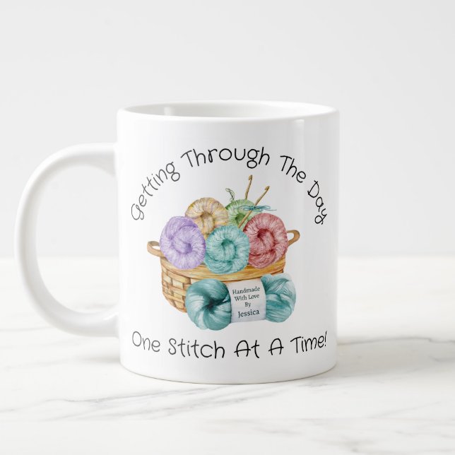 One Stitch At A Time Personalised Giant Coffee Mug (Left)