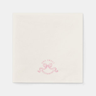 One Sweet Beginning Pink And White Wedding Favou Napkin