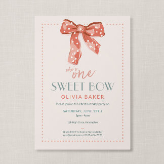One Sweet Bow Pink Coquette First Birthday Invitation