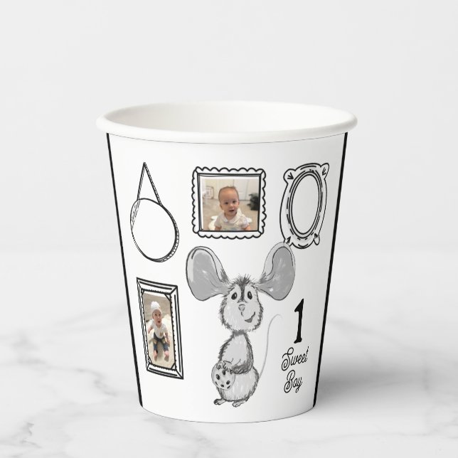 One Sweet Boy Cookie Birthday Party Paper Cups (Front)