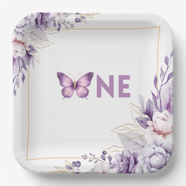 One Sweet Butterfly Party Plate (Front)