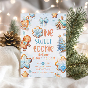 One sweet Cookie Boy Christmas 1st birthday Invitation