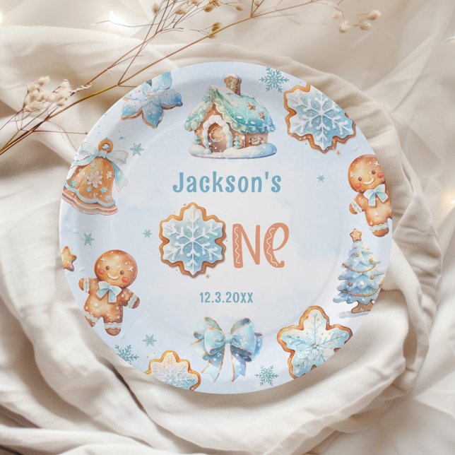 One sweet Cookie Boy Christmas 1st birthday Paper Plate (Creator Uploaded)