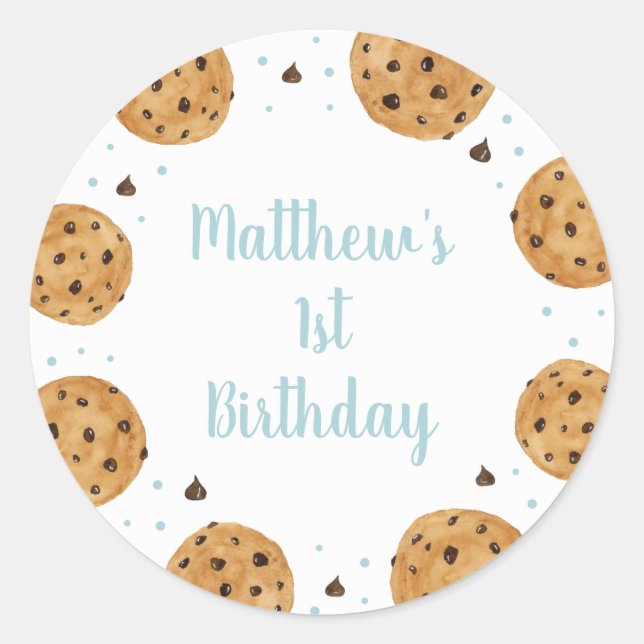 One Sweet Cookie First Birthday Classic Round Sticker (Front)
