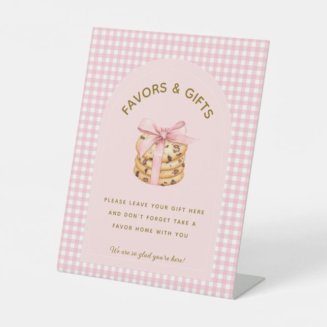 One Sweet Cookie Girl First Birthday Favours Gifts Pedestal Sign (Front)