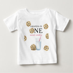One Sweet Cookies & Milk Girl First Birthday   Baby T-Shirt