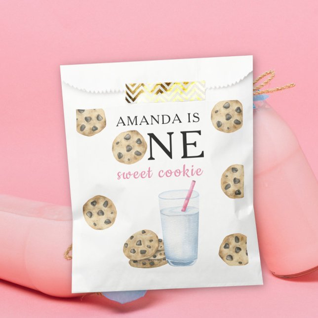 One Sweet Cookies & Milk Girl First Birthday   Favour Bag (Creator Uploaded)