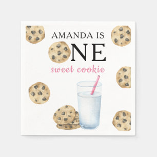 One Sweet Cookies & Milk Girl First Birthday   Napkin