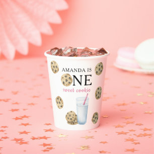 One Sweet Cookies & Milk Girl First Birthday   Paper Cups
