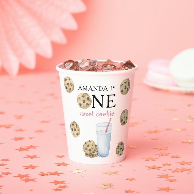 One Sweet Cookies & Milk Girl First Birthday   Paper Cups (Insitu)